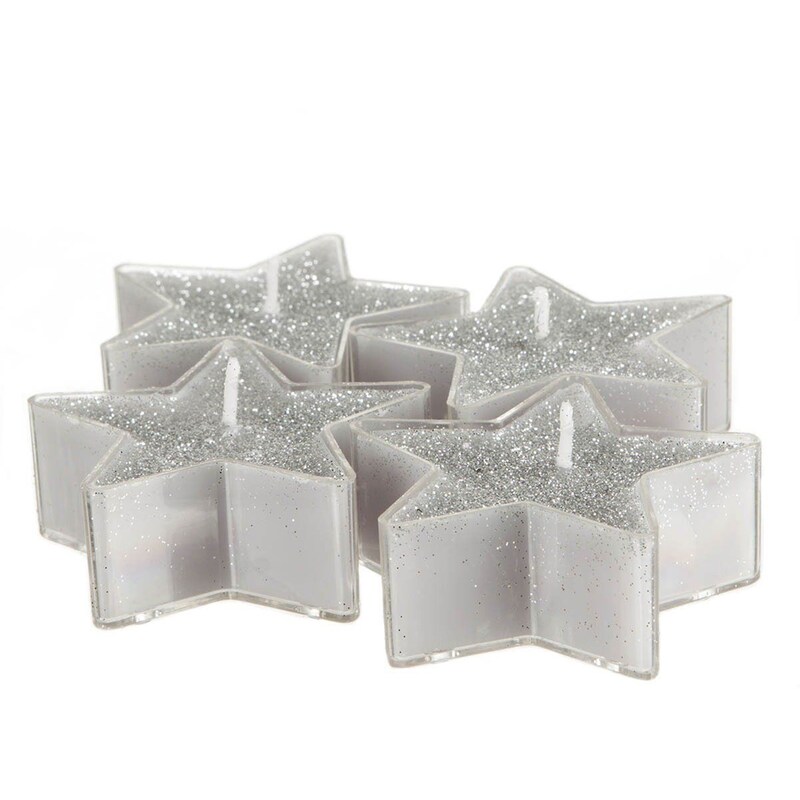 Χριστουγεννιάτικα Κεριά Ρεσώ SpitiShop Stars Silver 4 τμχ
