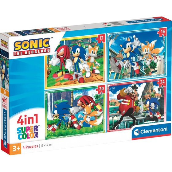 Παιδικό Παζλ Clementoni 4 in 1 Super Color Sonic (12-16-20-24 Κομμάτια) image 0