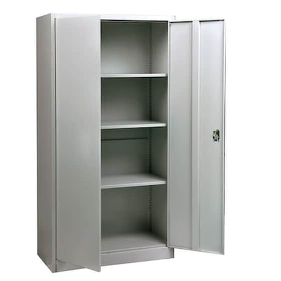 Δίφυλλη Μεταλλική Ντουλάπα WOODWELL με 3 ράφια 90x40x185 cm - Γκρι image 1