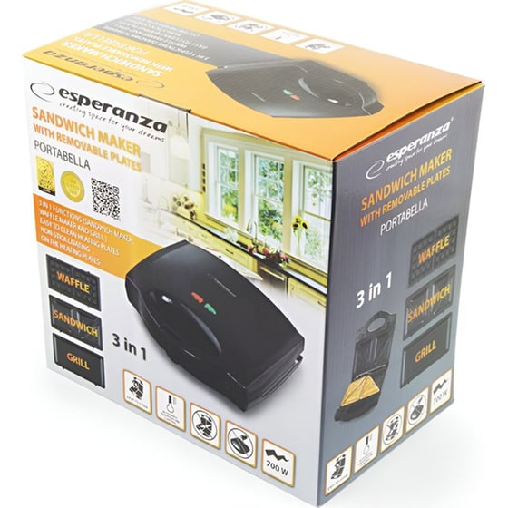 ESPERANZA EKT006K 700W Μαύρη Τοστιέρα - Γκριλιέρα -Βαφλιέρα image 3