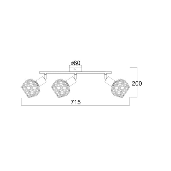 Σποτ Τρίφωτο Aca Μεταλλικό 71.5x12.5x20 cm - Μαύρο image 1