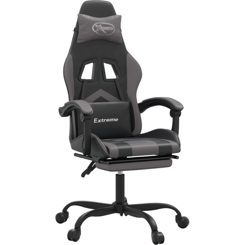 Καρέκλα Gaming VIDAXL 3143906 με Υποπόδιο από Τεχνητό Δέρμα - Μαύρο