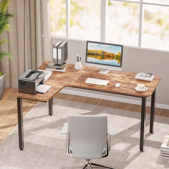 Γραφείο Gaming Eureka Ergonomic από Carbon Fiber ERK-CD-L01L-60VP 155.4x110x76.2cm - Καφέ image 5