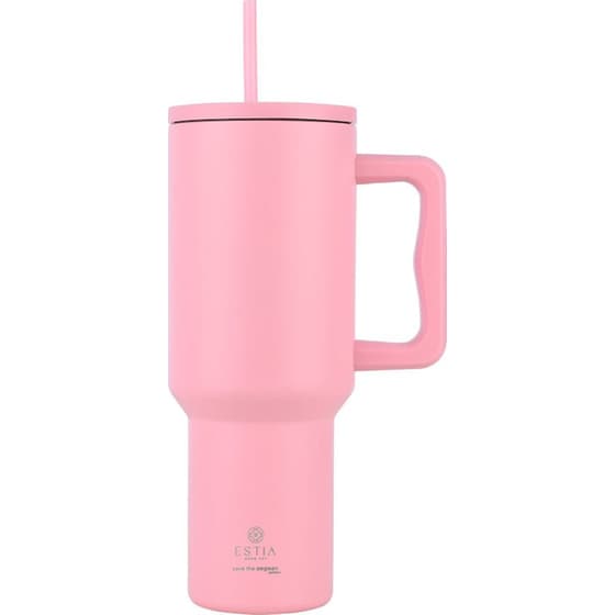 Θερμός Handled Tumbler Estia Home Art Straw Tumbler XL Save the Aegean Blossom Rose 1200ml image 0