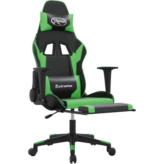 Καρέκλα Gaming VIDAXL 345460 με Υποπόδιο από Τεχνητό Δέρμα - Μαύρο image 2