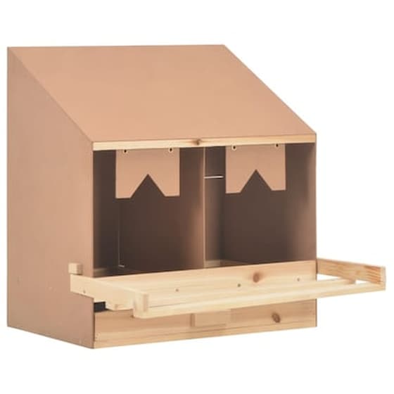 Vidaxl Φωλιά Για Κότες Με 2 Θέσεις 63x40x65 Εκ. Από Μασίφ Ξύλο Πεύκου image 1