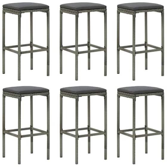 Vidaxl Σετ Επίπλων Μπαρ Κήπου 7 Τεμ. Γκρι Συνθετικό Ρατάν Με Μαξιλάρια image 2