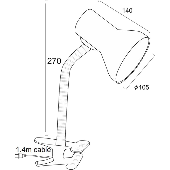 Φωτιστικό Γραφείου Aca Decor Pavlova E27 Μεταλλικό με Κλιπ 10.5x14x27 cm - Μαύρο image 1