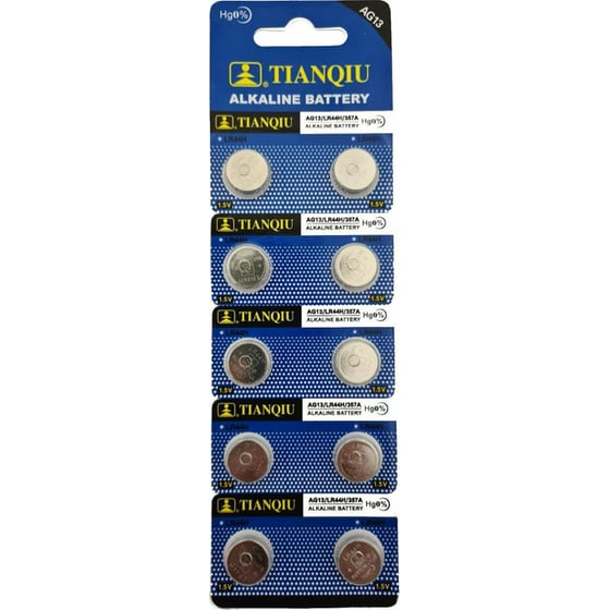 Αλκαλικές Μπαταρίες Για Ρολόγια Tianqiu AG13 LR44 1,55V 10τμχ image 0