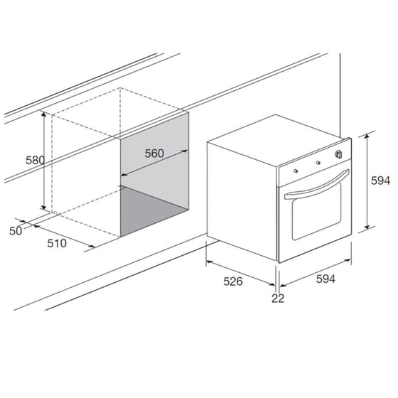 LOFRA FRNM66GE 65 Lt Μαύρο Εντοιχιζόμενος Φούρνος Άνω Πάγκου Φυσικού Αερίου image 1