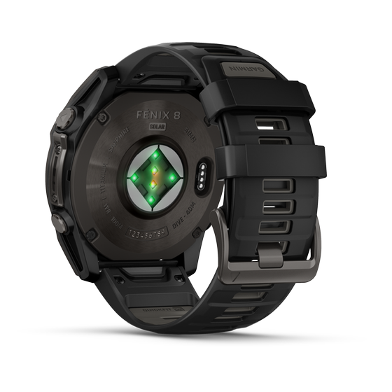 Smartwatch Garmin Fenix 8 Solar 51mm - Sapphire, Carbon Gray DLC Titanium with Black/Pebble Gray Silicone Band image 6