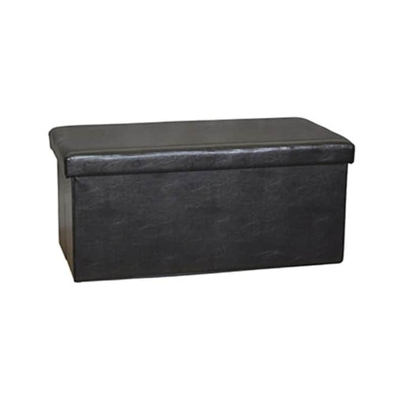 WOODWELL Σκαμπό Σαλονιού Woodwell από Δερματίνη PU με Αποθηκευτικό Χώρο - Καφέ