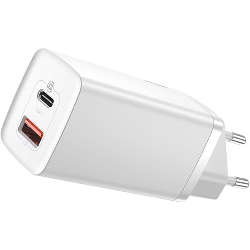 Φορτιστής Πρίζας Baseus GaN2 Lite 2 port Usb-C,Usb 65W - White