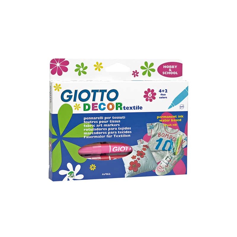 GIOTTO Μαρκαδόροι Υφάσματος Giotto Decor Textile 6 Τεμάχια