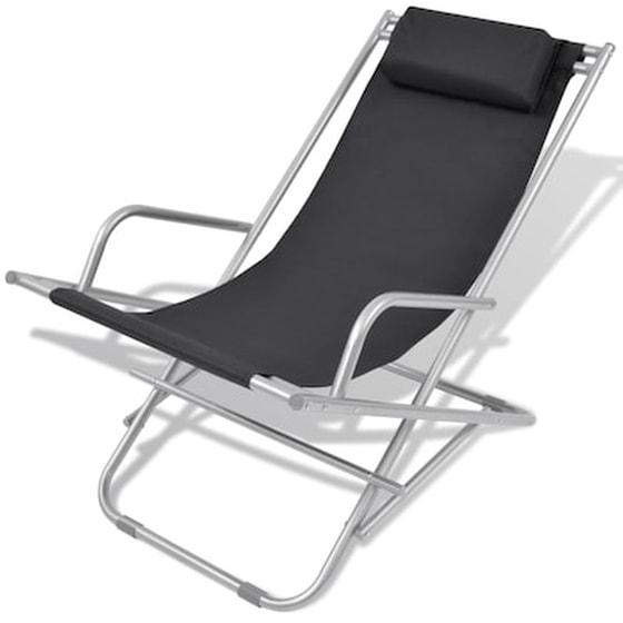 Vidaxl Σεζλόνγκ Ανακλινόμενες 2 Τεμ. Μαύρες Ατσάλινες image 2