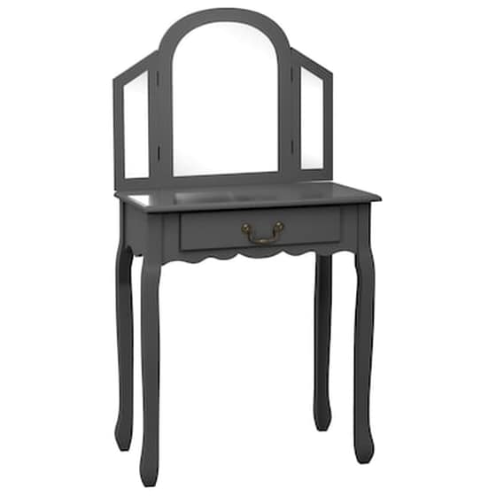 Vidaxl Μπουντουάρ Με Σκαμπό Γκρι 65x36x128 Εκ. Ξύλο Παυλώνιας / Mdf image 2