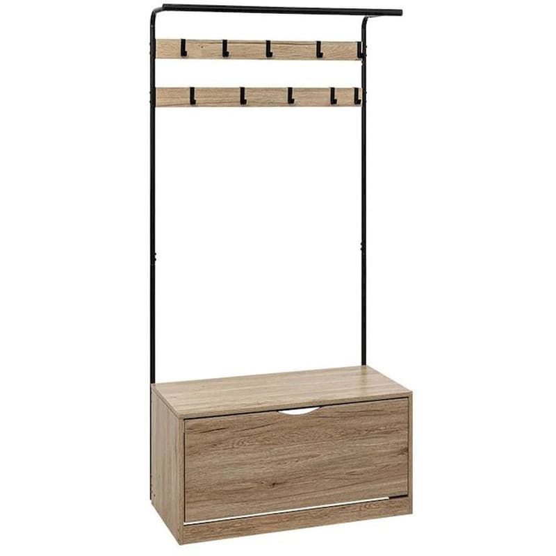 SPITISHOP Έπιπλο Εισόδου Spitishop F-v Jano Cabinet Aπό Μέταλλο Και Μοριοσανίδα 80x35x175 cm - Μαύρο Καφέ