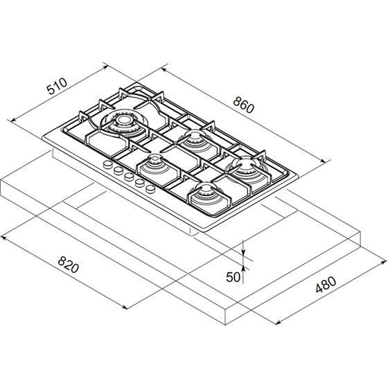 MONDIN A0905VPGCX(GN) 51 cm Inox Εστία Αερίου Αυτόνομη image 3