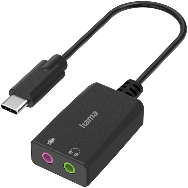 HAMA Αντάπτορας Hama USB-C Male σε 2x 3.5mm Jack Male - Μαύρο