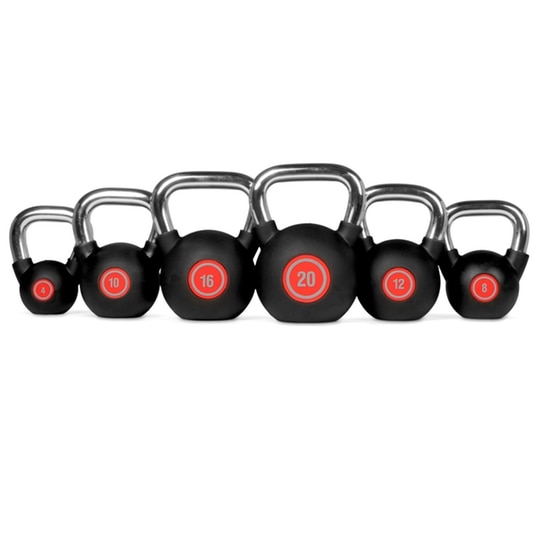 Kettlebell Κλασσικό 16kg Power Force PF-1002216 Ατσάλινο με Επένδυση Λάστιχου - Μαύρο image 0