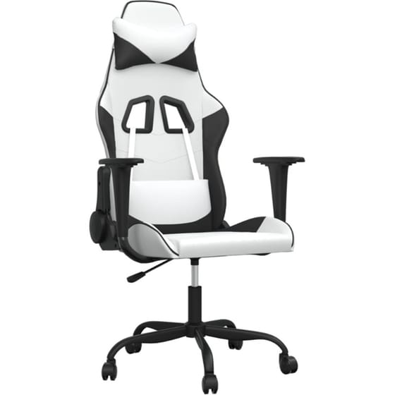 Καρέκλα Gaming VIDAXL 345409 με Ρυθμιζόμενα Μπράτσα από Τεχνητό Δέρμα - Λευκό / Μαύρο image 0