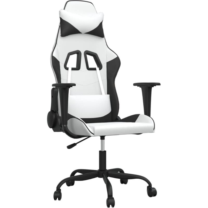 Καρέκλα Gaming VIDAXL 345409 με Ρυθμιζόμενα Μπράτσα από Τεχνητό Δέρμα - Λευκό / Μαύρο