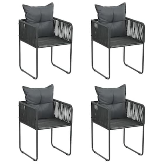 Vidaxl Πολυθρόνες Εξωτερ. Χώρου 4 Τεμ. Μαύρες Συνθ. Ρατάν Με Μαξιλάρια image 0