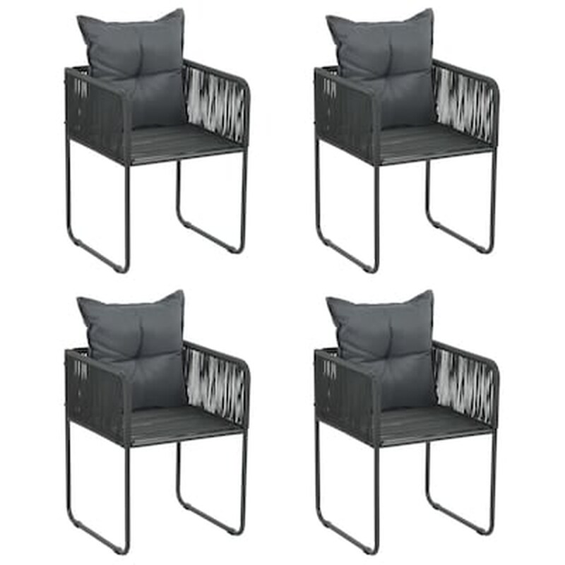 Vidaxl Πολυθρόνες Εξωτερ. Χώρου 4 Τεμ. Μαύρες Συνθ. Ρατάν Με Μαξιλάρια VIDAXL