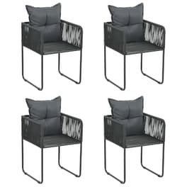 Vidaxl Πολυθρόνες Εξωτερ. Χώρου 4 Τεμ. Μαύρες Συνθ. Ρατάν Με Μαξιλάρια
