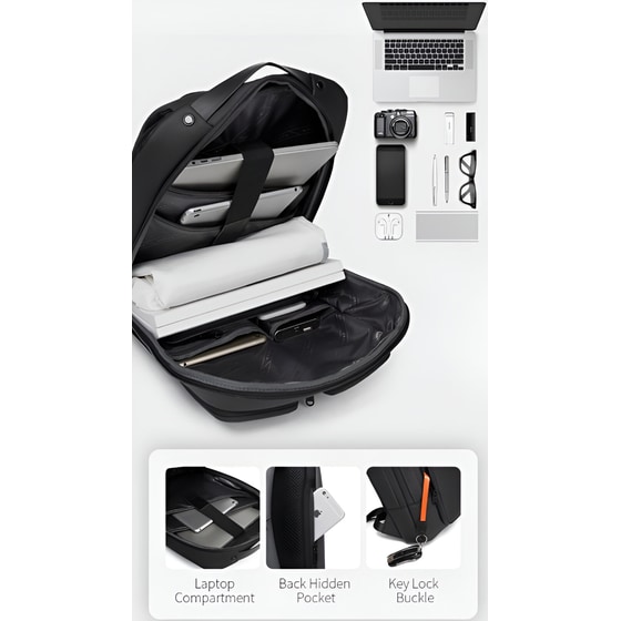 Τσάντα Laptop Bange 7238 15.6" Αδιάβροχη - Μαύρο image 7