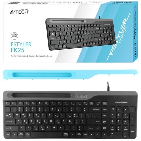 A4 TECH Fstyler FK25 Ενσύρματο Πληκτρολόγιο με θήκη για smartphone - Μαύρο (US) (GR) image 4