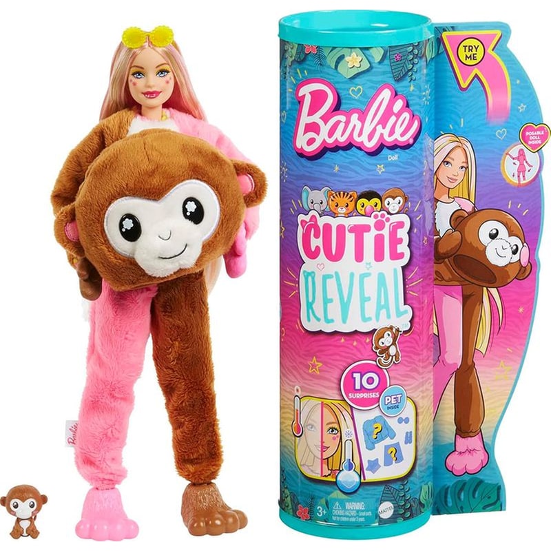 Κούκλα Barbie Cutie Reveal Jungle Series Μαϊμουδάκι (HKR01)