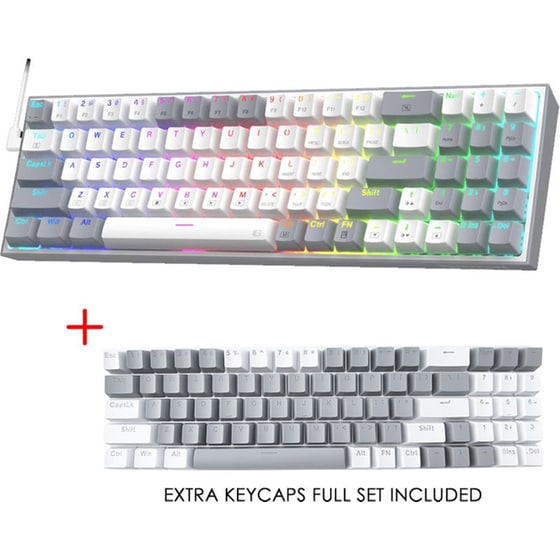 Redragon K628 Gaming Ενσύρματο Πληκτρολόγιο με RGB Φωτισμό Λευκό/Γκρι (US) image 1