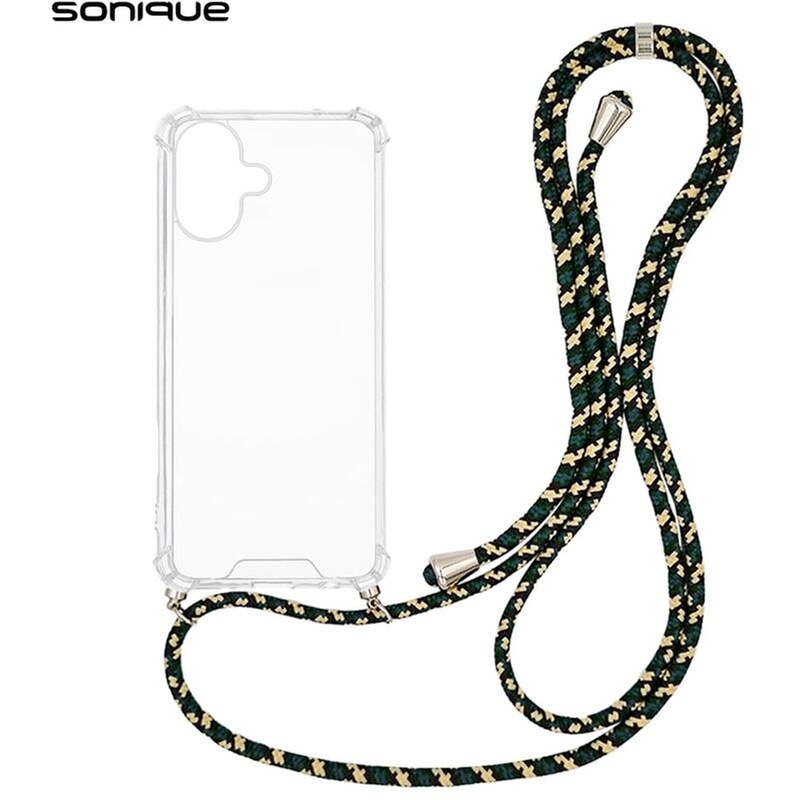 Θήκη Σιλικόνης Με Κορδόνι Sonique Armor Clear Apple Iphone 16 Rainbow Πράσινο SONIQUE