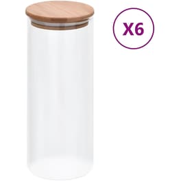 Βάζο Αποθήκευσης Τροφίμων Vidaxl Bamboo 1lt 6 Τμχ - Διάφανο