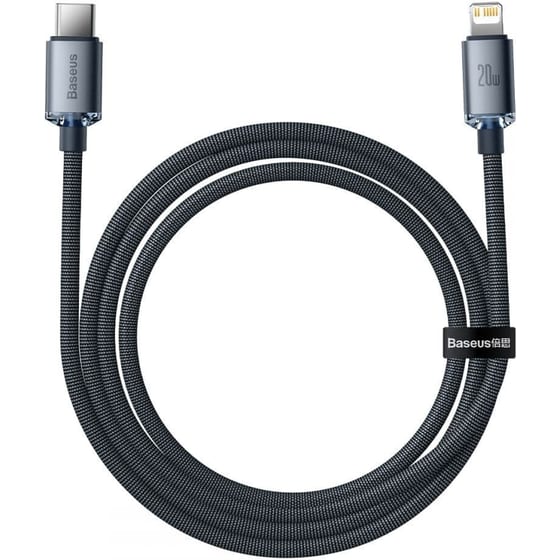 Baseus Καλώδιο Φόρτισης Crystal Shine USB-C ,Lightning, 20W, PD, 1.2m - Μαύρο image 2