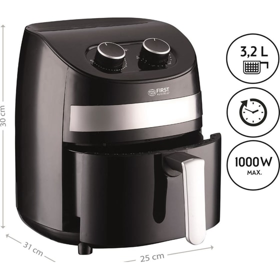 FIRST AUSTRIA FA-5053-2 με Αποσπώμενο Κάδο 1000 W 3.2 L Μαύρο Φριτέζα Αέρος image 6