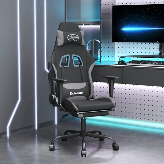 Καρέκλα Gaming VIDAXL 3143723 με Υποπόδιο - Γκρι image 10