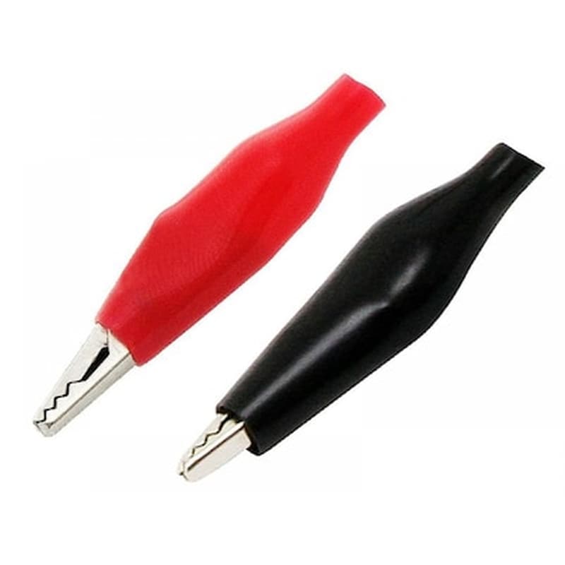 Κροκοδειλάκια 35mm Με Μόνωση Μαύρα/κόκκινα (1τμχ)