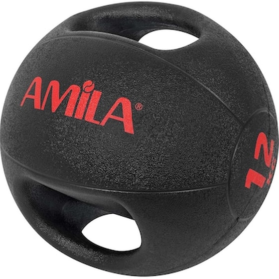 Μπάλα Medicine Amila Dual Handle Κατάλληλη για Ενδυνάμωση 12 kg από PVC - Μαύρο image 0