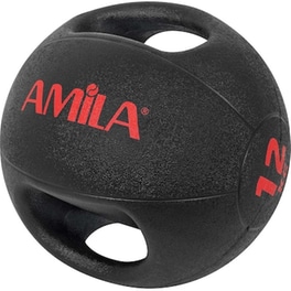 Μπάλα Medicine Amila Dual Handle Κατάλληλη για Ενδυνάμωση 12 kg από PVC - Μαύρο