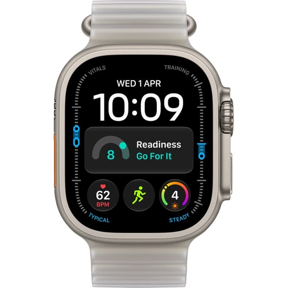 Apple Watch Ultra 4 GPS + Cellular 49mm Natural Titanium Case with Translucent Grey Ocean Band image 1