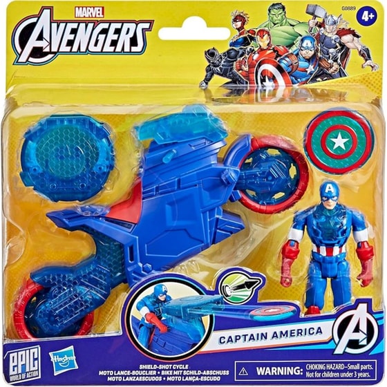 Hasbro Φιγούρα Marvel Avengers Epic World Of Action Captain America Shield-Shot-Shot Cycle με Μοτοσυκλέτα image 0