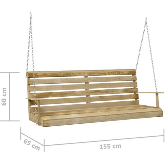 Κούνια Κήπου Κρεμαστή VidaXL από Ξύλο 155x65x60cm - Καφέ image 4