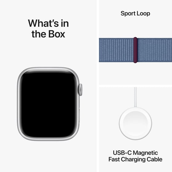 Apple Watch Series 9 Aluminium Silver GPS 45mm - Storm Blue Sport Loop image 9