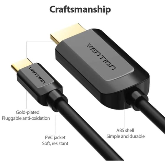 Αντάπτορας VENTION CGUBG USB-C σε HDMI 1.5m - Μαύρο image 1