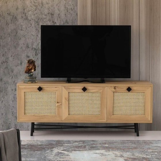 Έπιπλο Τηλεόρασης Frosinone Μελαμίνη 140x40x60 cm - Μαύρο image 3