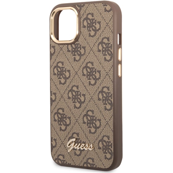 Θήκη Apple iPhone 14 Plus - Guess 4g Logo Collection Script Metal Logo - Καφέ image 2