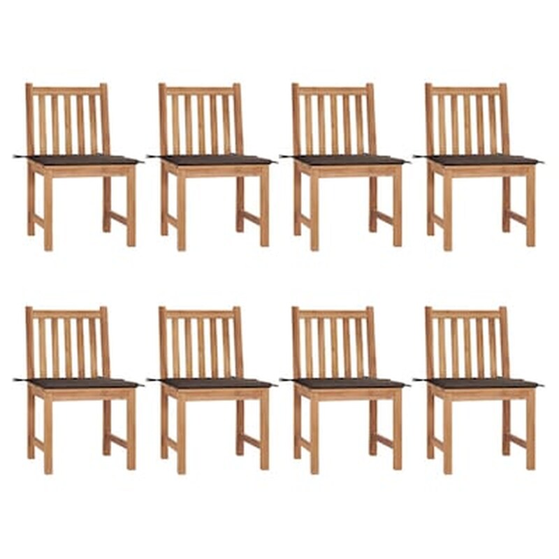 Vidaxl Καρέκλες Κήπου 8 Τεμάχια Από Μασίφ Ξύλο Teak Με Μαξιλάρια
