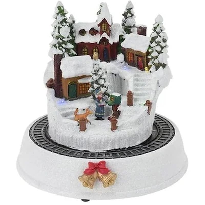 Χριστουγεννιάτικο Διακοσμητικό Χωριό με Led και Κίνηση 19.5x19.3x19cm
